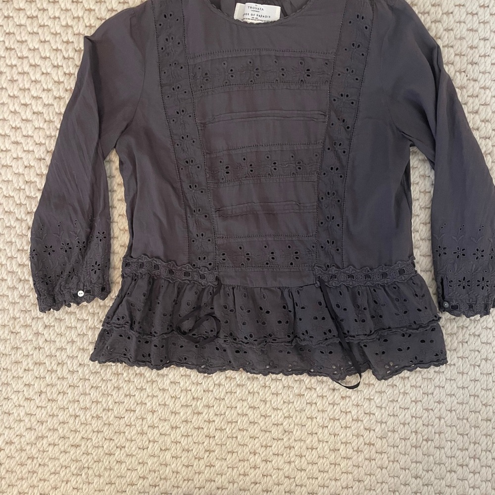Trovata Charcoal Eyelet Top